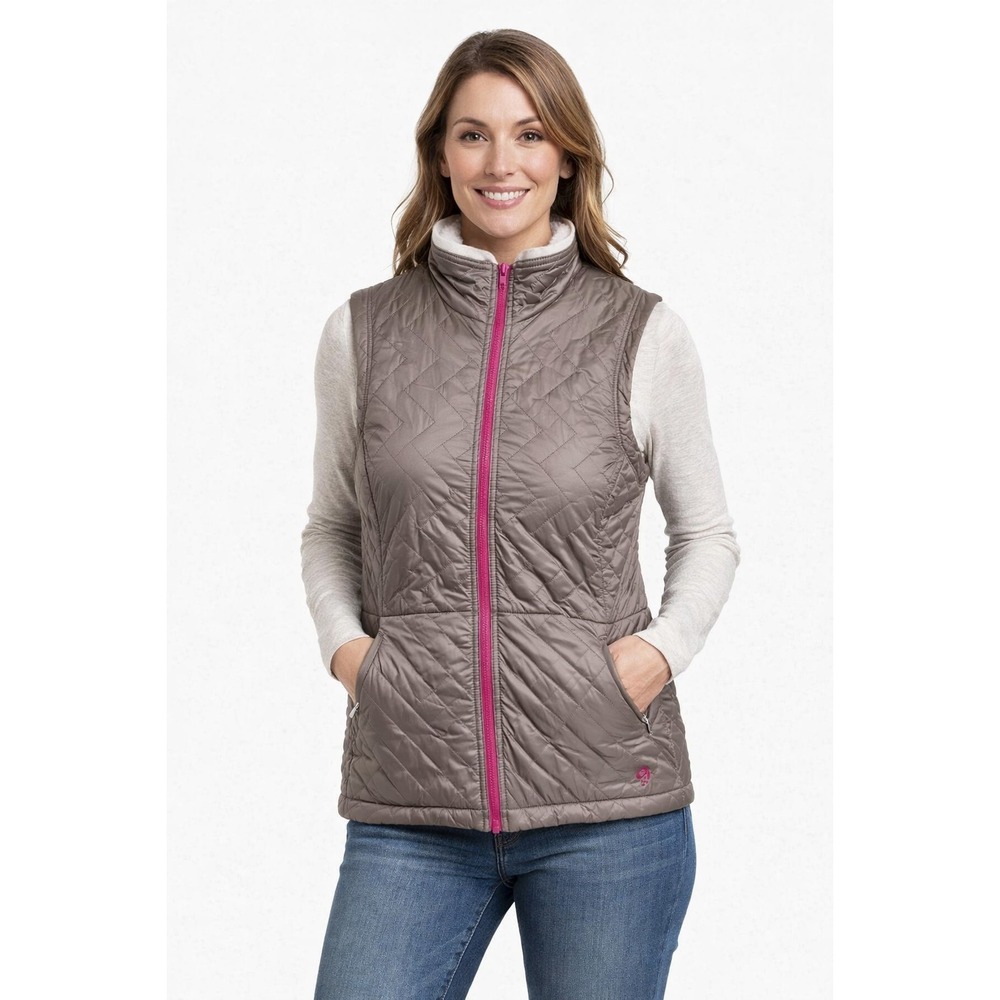 Mountain Hardwear Reversible Fleece Lined Quilted Vest Womens Medium Bronze Pink